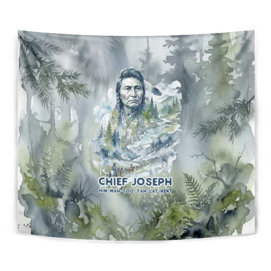 Chief Joseph Native American Tapestry Tribal Heart Symbol Inspirational Quote Will Fight No More Forever - Wonder Print Shop