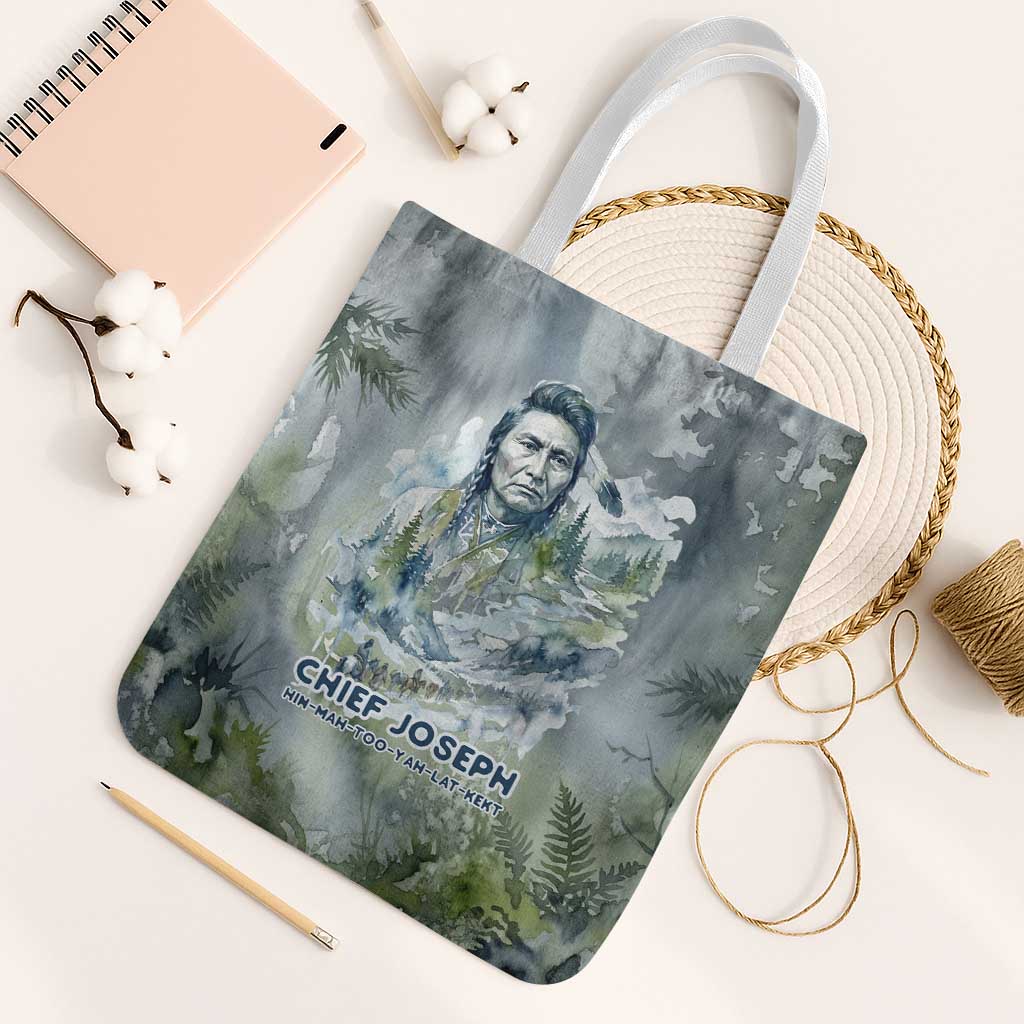 Chief Joseph Native American Tote Bag Tribal Heart Symbol Inspirational Quote Will Fight No More Forever - Wonder Print Shop