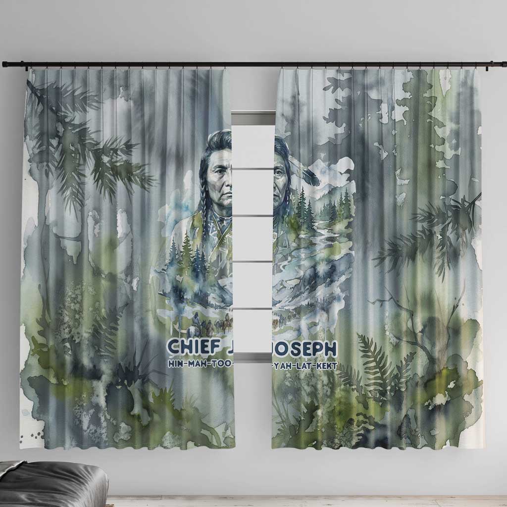 Chief Joseph Native American Window Curtain Tribal Heart Symbol Inspirational Quote Will Fight No More Forever - Wonder Print Shop