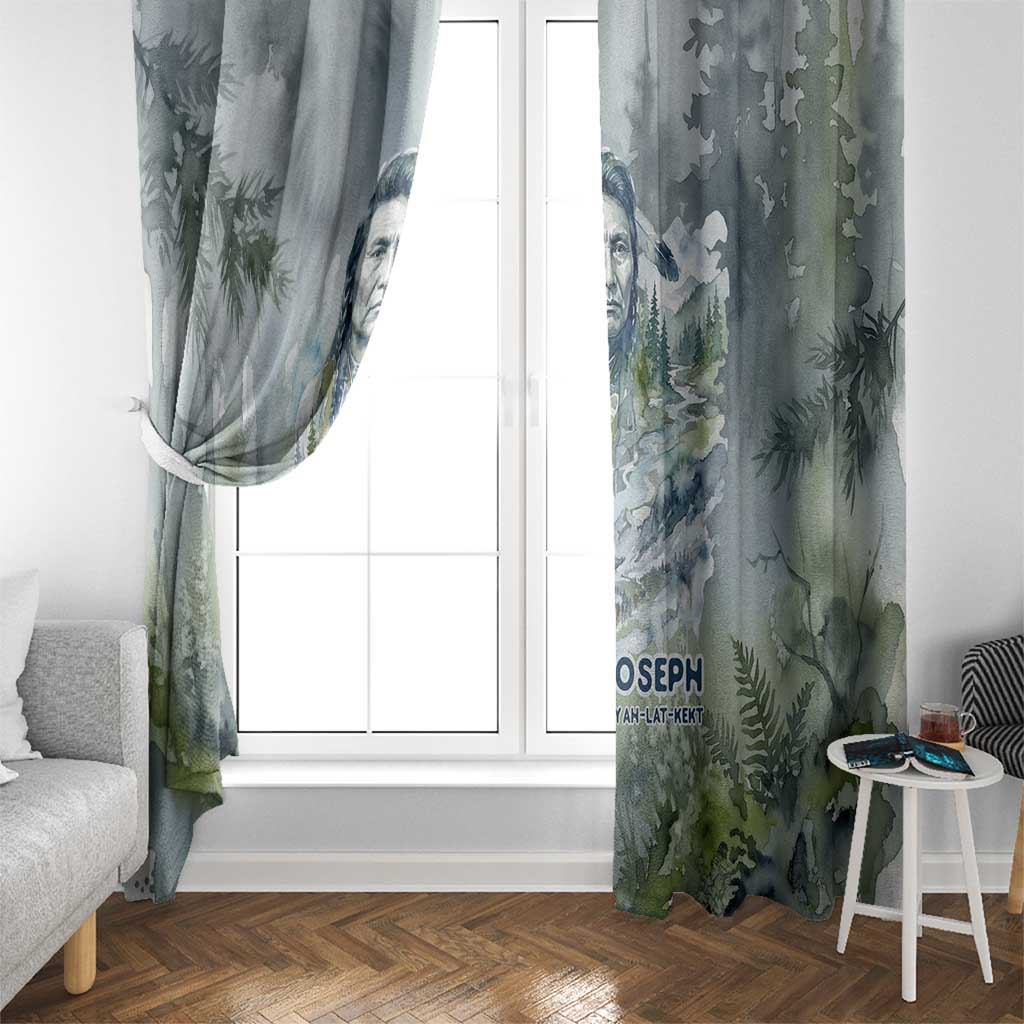 Chief Joseph Native American Window Curtain Tribal Heart Symbol Inspirational Quote Will Fight No More Forever - Wonder Print Shop