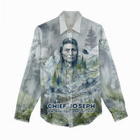 Chief Joseph Native American Women Casual Shirt Tribal Heart Symbol Inspirational Quote Will Fight No More Forever - Wonder Print Shop