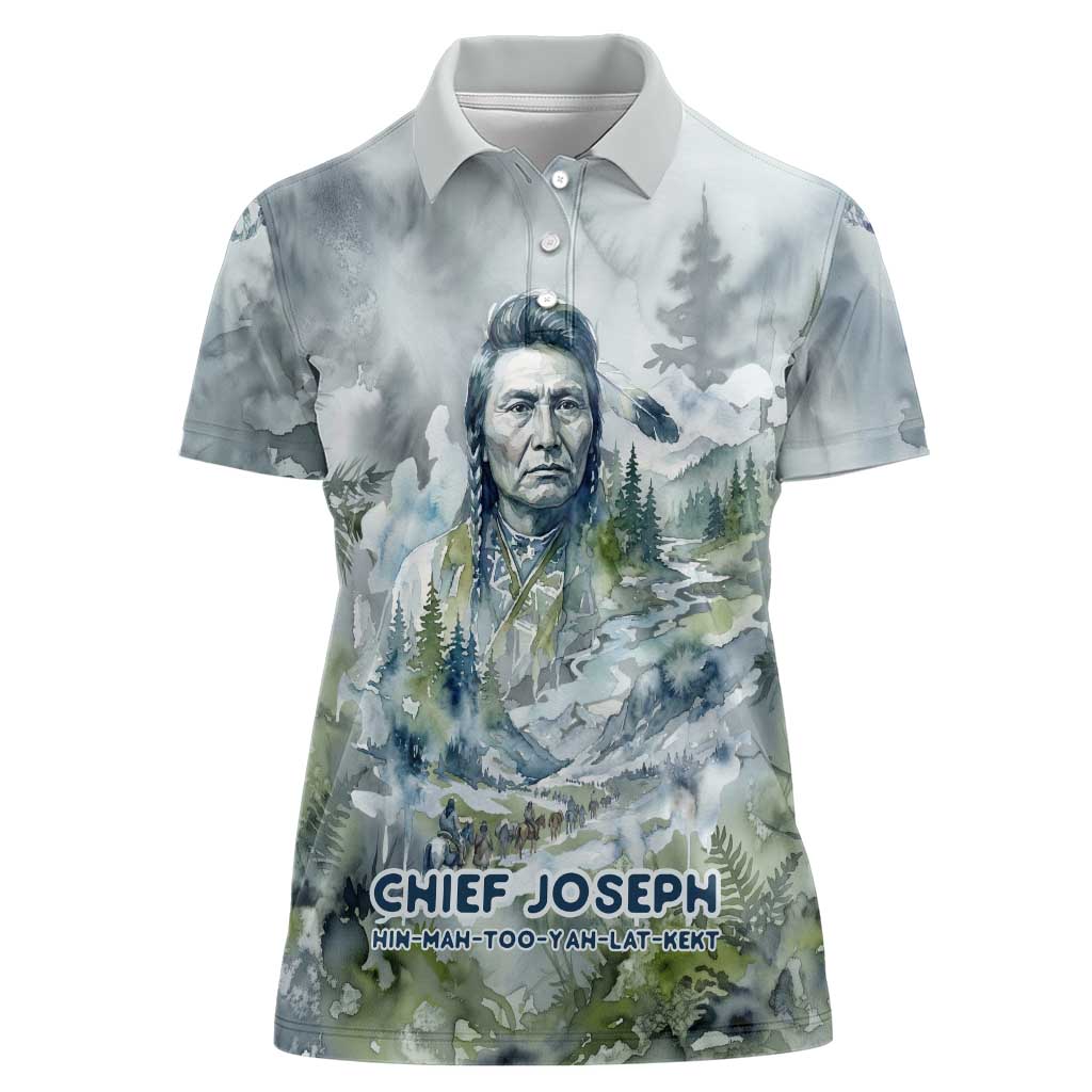 Chief Joseph Native American Women Polo Shirt Tribal Heart Symbol Inspirational Quote Will Fight No More Forever - Wonder Print Shop