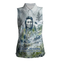 Chief Joseph Native American Women Sleeveless Polo Shirt Tribal Heart Symbol Inspirational Quote Will Fight No More Forever - Wonder Print Shop