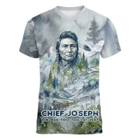 Chief Joseph Native American Women V-Neck T-Shirt Tribal Heart Symbol Inspirational Quote Will Fight No More Forever - Wonder Print Shop