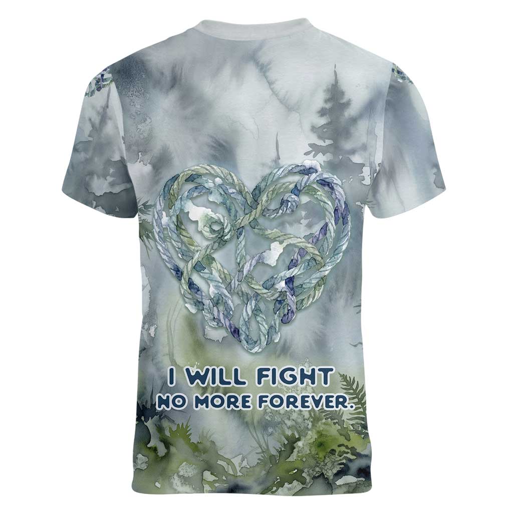 Chief Joseph Native American Women V-Neck T-Shirt Tribal Heart Symbol Inspirational Quote Will Fight No More Forever - Wonder Print Shop
