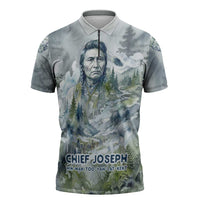 Chief Joseph Native American Zipper Polo Shirt Tribal Heart Symbol Inspirational Quote Will Fight No More Forever - Wonder Print Shop