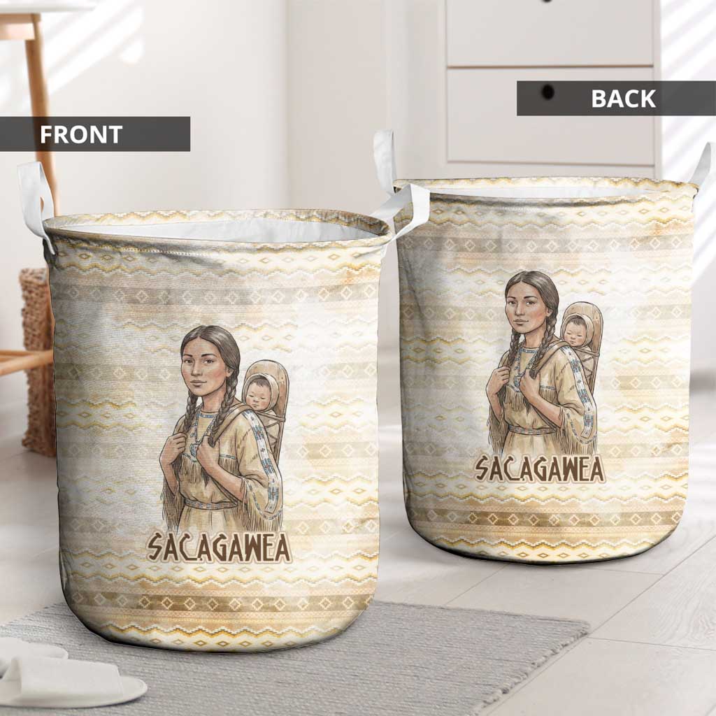 Sacagawea Native American Laundry Basket River Journey Scene Inspirational Quote Lead with Your Heart - Wonder Print Shop