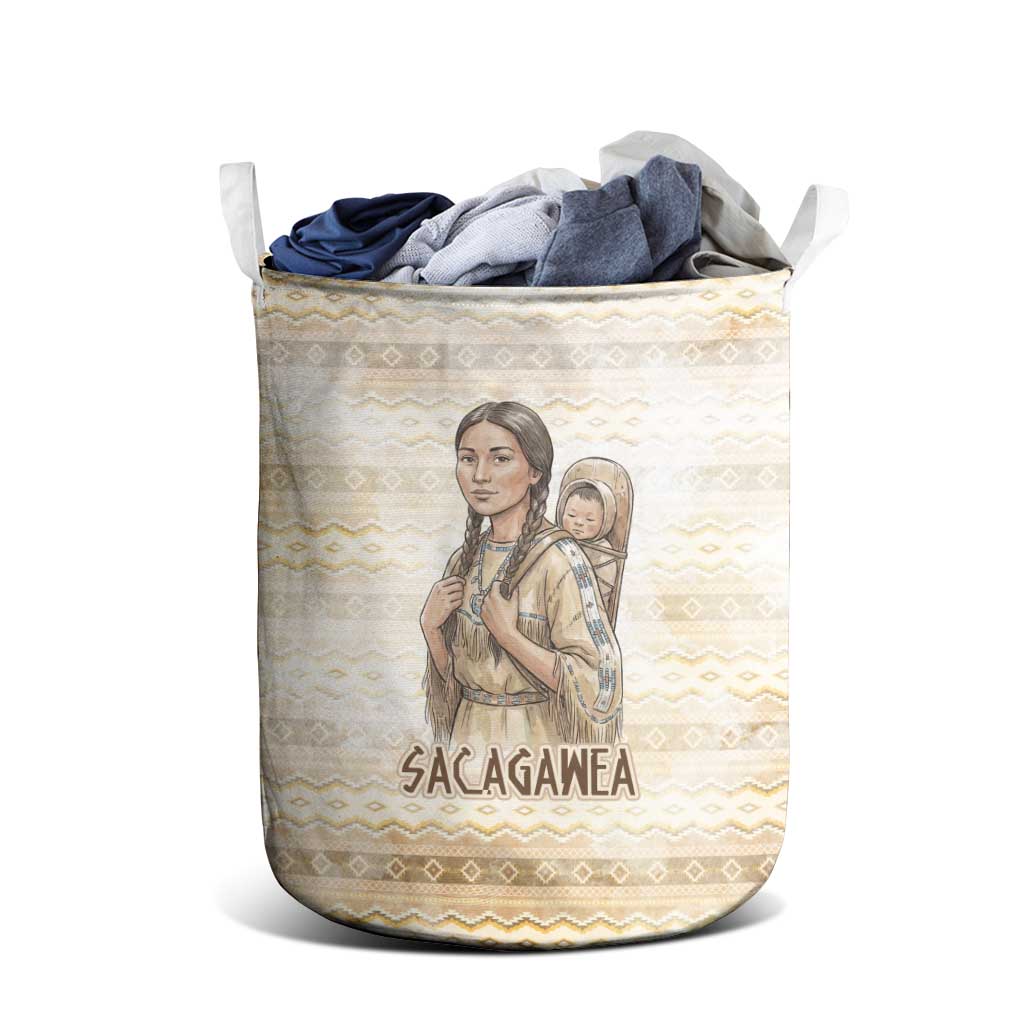 Sacagawea Native American Laundry Basket River Journey Scene Inspirational Quote Lead with Your Heart - Wonder Print Shop