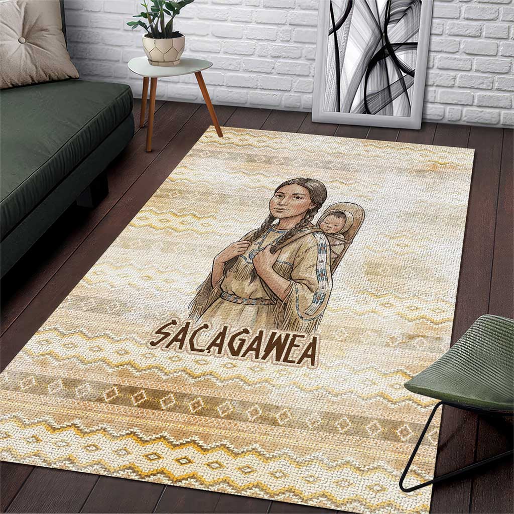 Sacagawea Native American Area Rug River Journey Scene Inspirational Quote Lead with Your Heart - Wonder Print Shop
