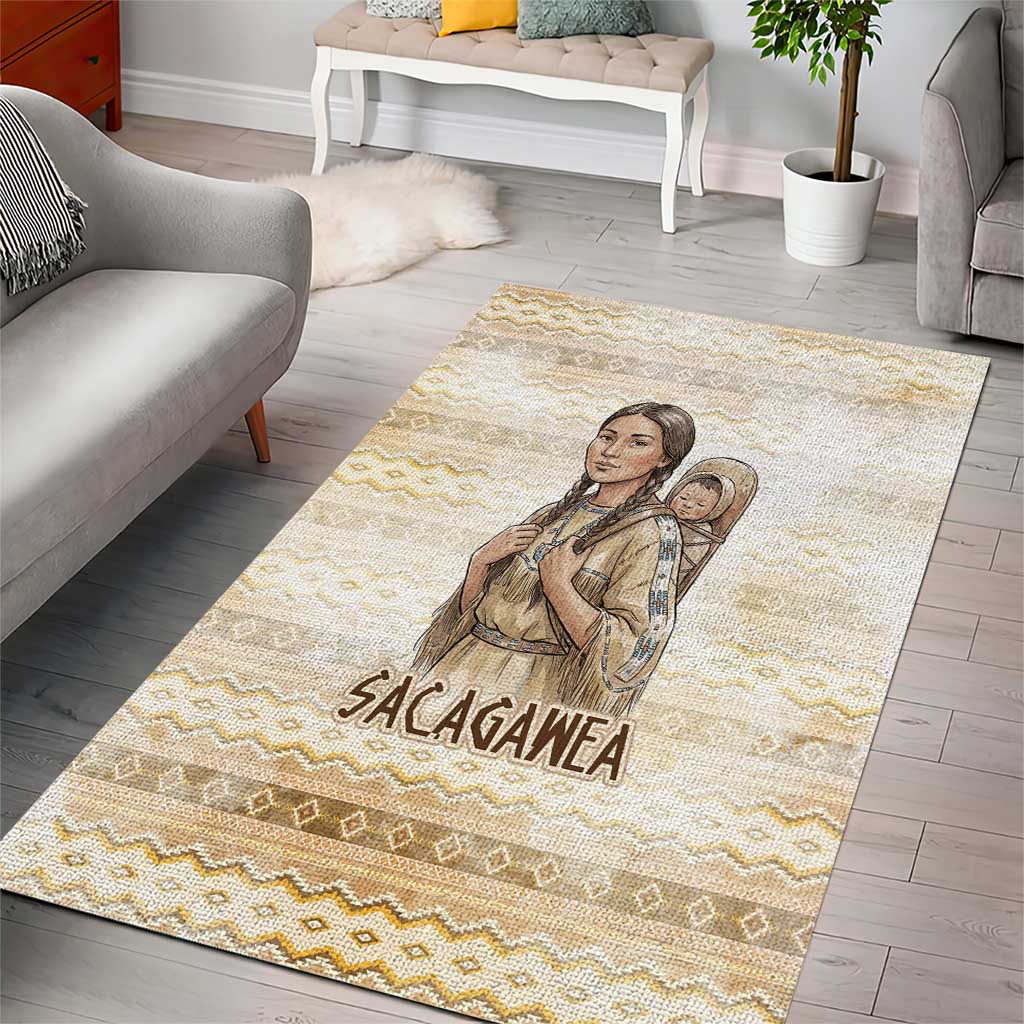 Sacagawea Native American Area Rug River Journey Scene Inspirational Quote Lead with Your Heart - Wonder Print Shop