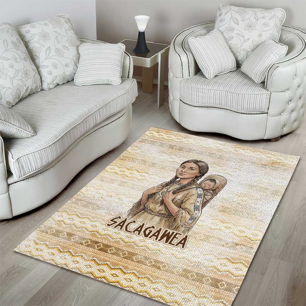 Sacagawea Native American Area Rug River Journey Scene Inspirational Quote Lead with Your Heart - Wonder Print Shop