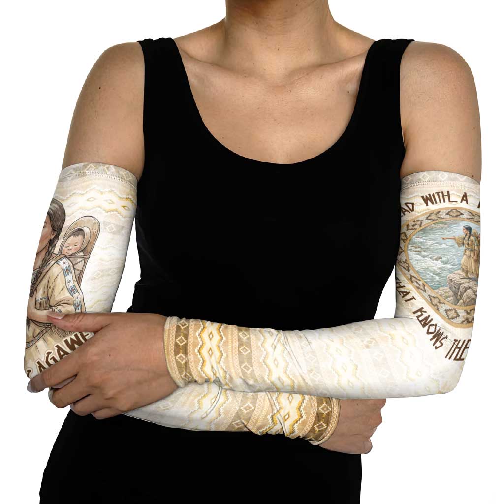 Sacagawea Native American Arm Sleeves River Journey Scene Inspirational Quote Lead with Your Heart - Wonder Print Shop
