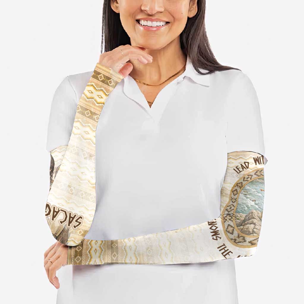 Sacagawea Native American Arm Sleeves River Journey Scene Inspirational Quote Lead with Your Heart - Wonder Print Shop
