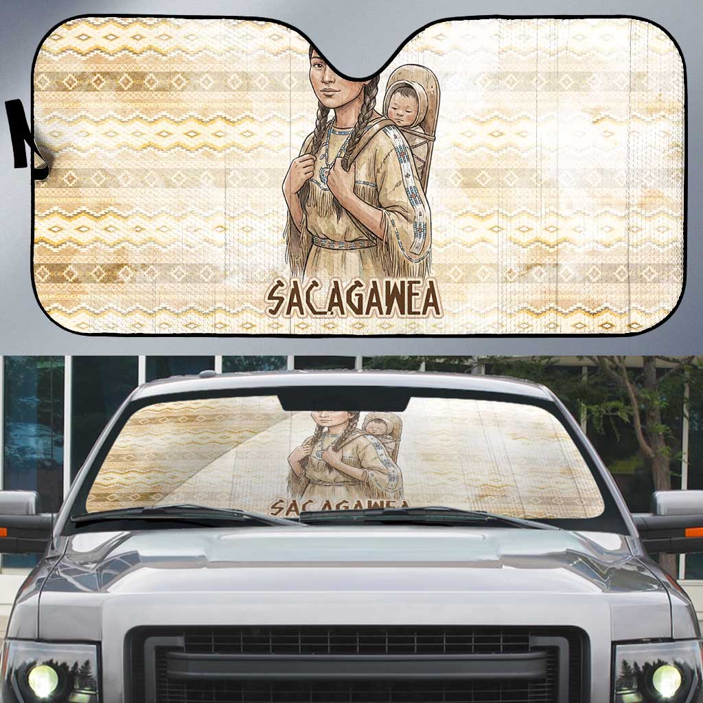 Sacagawea Native American Auto Sun Shade River Journey Scene Inspirational Quote Lead with Your Heart - Wonder Print Shop