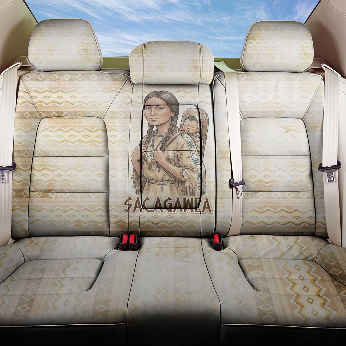Sacagawea Native American Back Car Seat Cover River Journey Scene Inspirational Quote Lead with Your Heart - Wonder Print Shop