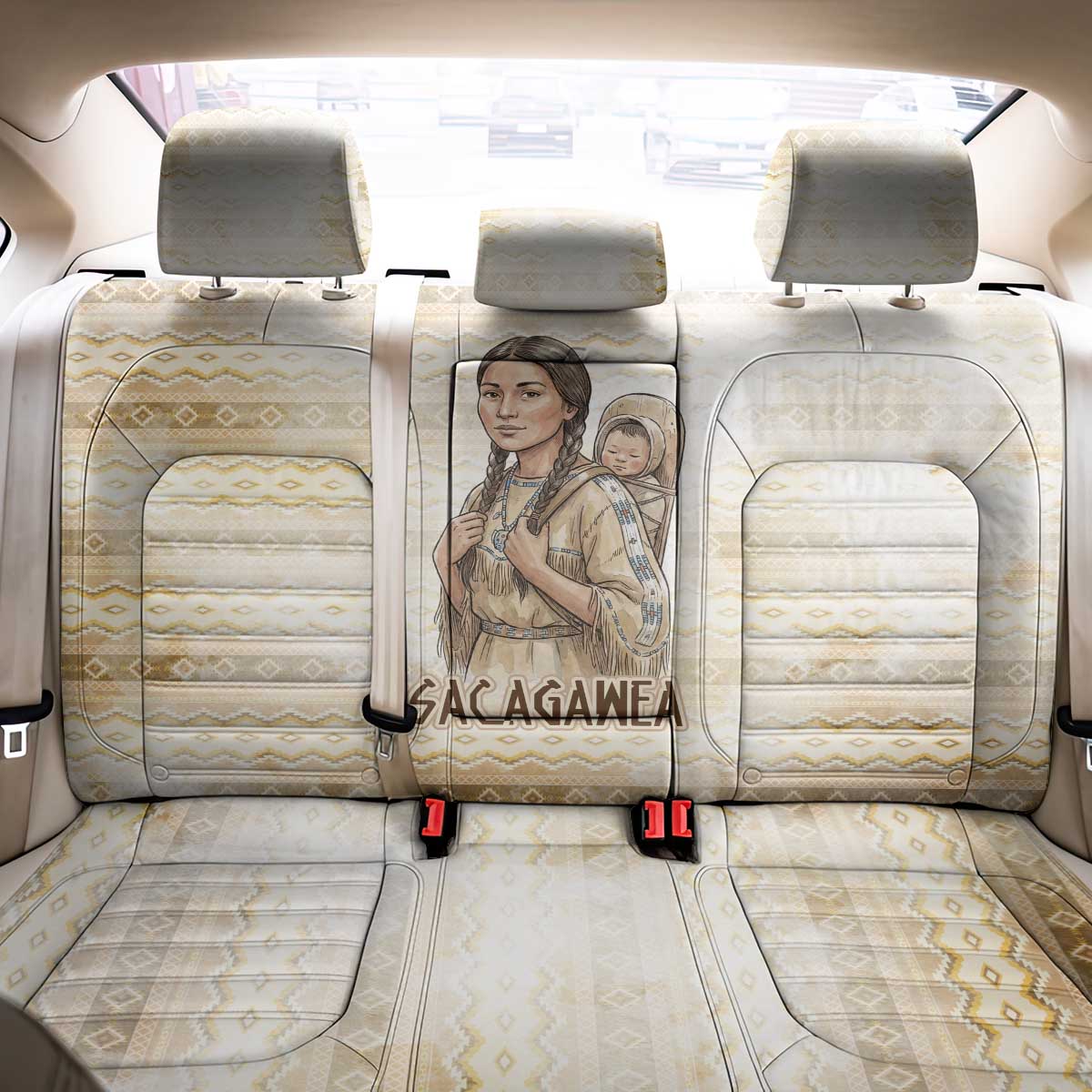 Sacagawea Native American Back Car Seat Cover River Journey Scene Inspirational Quote Lead with Your Heart - Wonder Print Shop