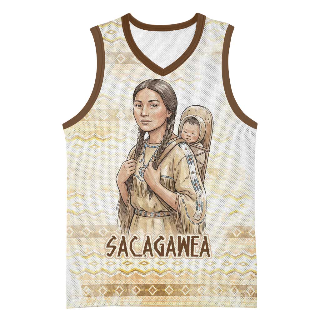 Sacagawea Native American Basketball Jersey River Journey Scene Inspirational Quote Lead with Your Heart - Wonder Print Shop