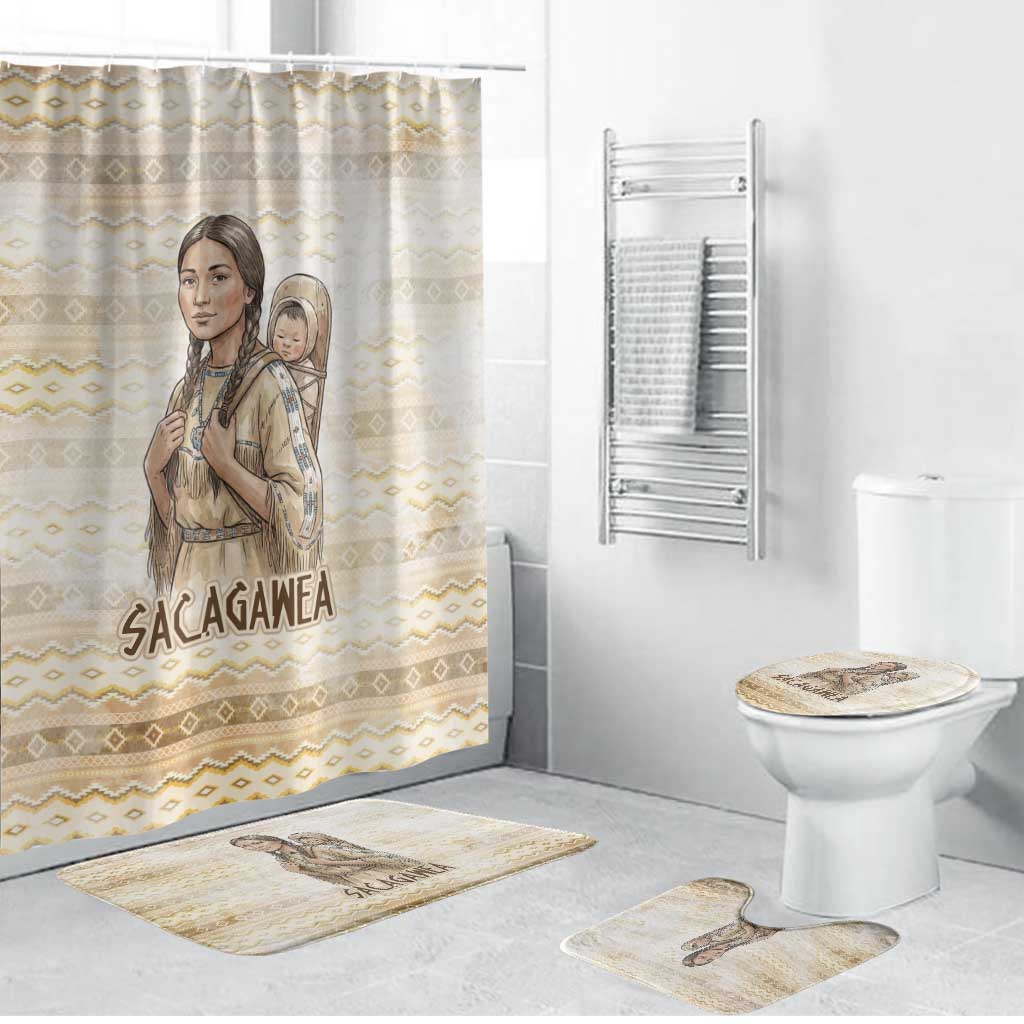 Sacagawea Native American Bathroom Set River Journey Scene Inspirational Quote Lead with Your Heart - Wonder Print Shop