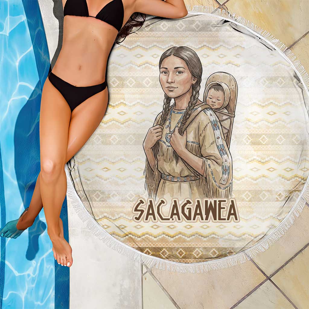 Sacagawea Native American Beach Blanket River Journey Scene Inspirational Quote Lead with Your Heart - Wonder Print Shop