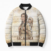 Sacagawea Native American Bomber Puffer Jacket River Journey Scene Inspirational Quote Lead with Your Heart - Wonder Print Shop