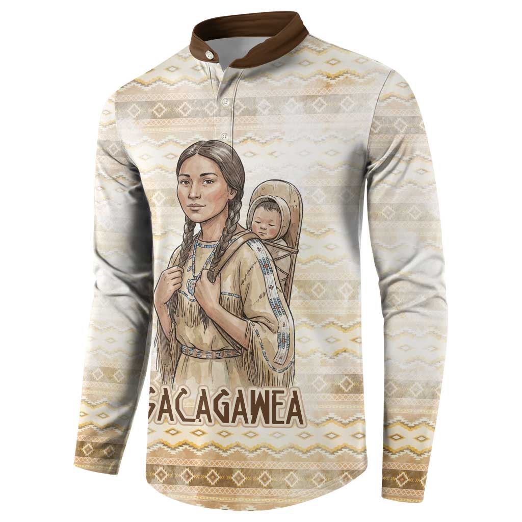 Sacagawea Native American Button Sweatshirt River Journey Scene Inspirational Quote Lead with Your Heart - Wonder Print Shop