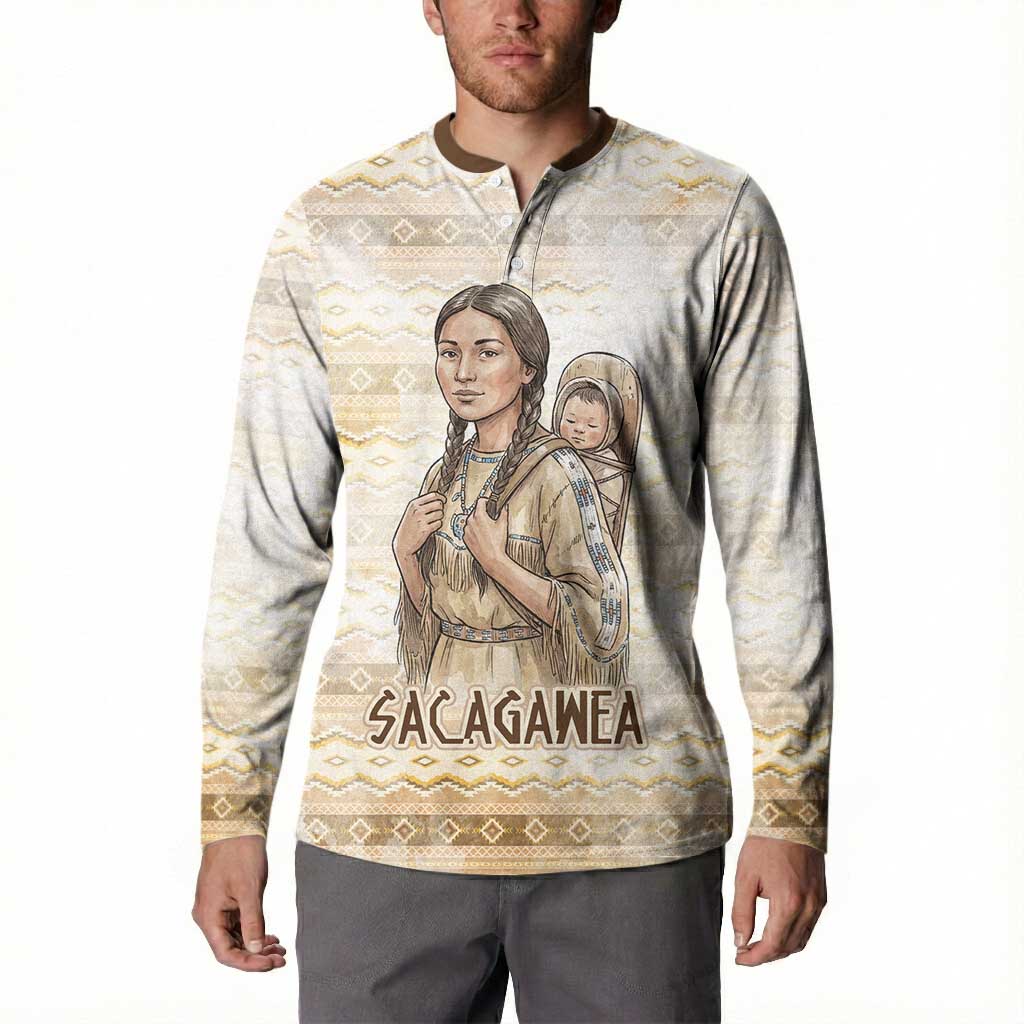 Sacagawea Native American Button Sweatshirt River Journey Scene Inspirational Quote Lead with Your Heart - Wonder Print Shop
