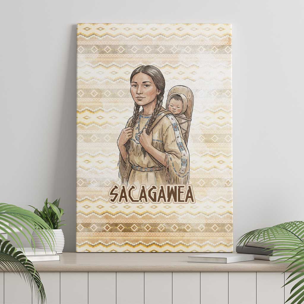 Sacagawea Native American Canvas Wall Art River Journey Scene Inspirational Quote Lead with Your Heart - Wonder Print Shop