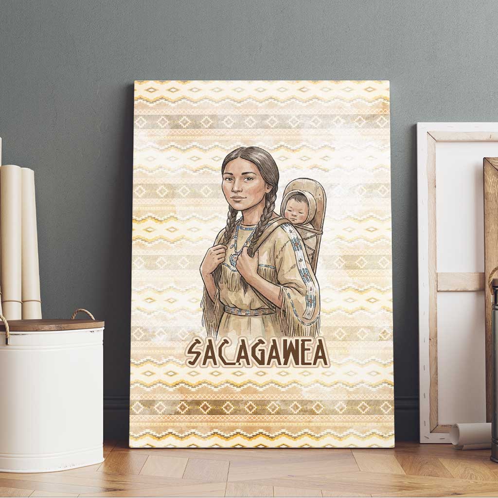 Sacagawea Native American Canvas Wall Art River Journey Scene Inspirational Quote Lead with Your Heart - Wonder Print Shop