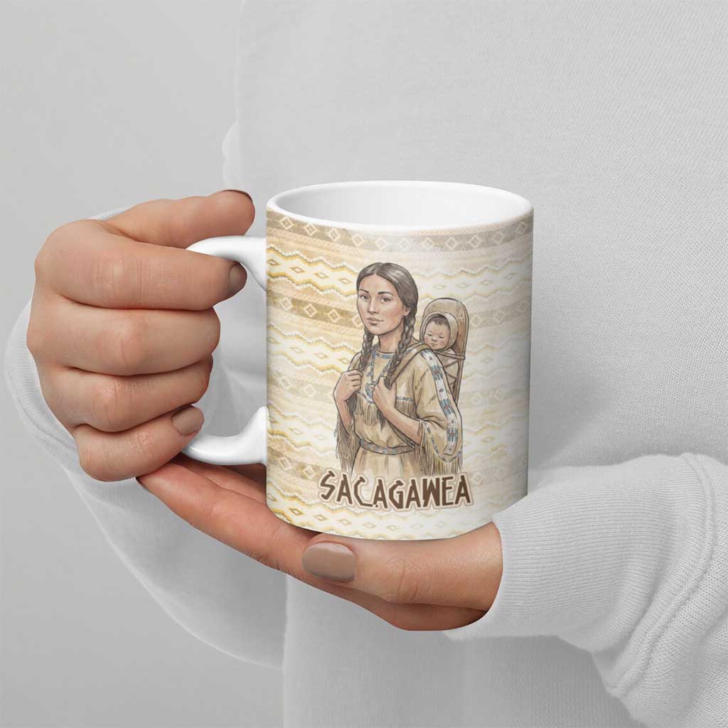 Sacagawea Native American Ceramic Mug River Journey Scene Inspirational Quote Lead with Your Heart - Wonder Print Shop