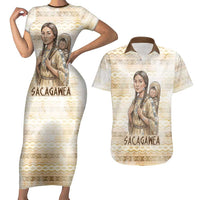 Sacagawea Native American Couples Matching Short Sleeve Bodycon Dress and Hawaiian Shirt River Journey Scene Inspirational Quote Lead with Your Heart - Wonder Print Shop