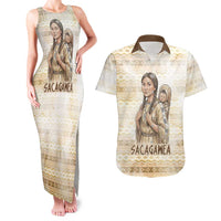 Sacagawea Native American Couples Matching Tank Maxi Dress and Hawaiian Shirt River Journey Scene Inspirational Quote Lead with Your Heart - Wonder Print Shop