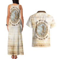 Sacagawea Native American Couples Matching Tank Maxi Dress and Hawaiian Shirt River Journey Scene Inspirational Quote Lead with Your Heart - Wonder Print Shop