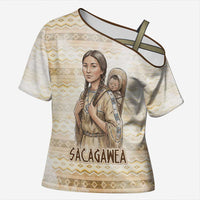 Sacagawea Native American Cross Shoulder Shirt River Journey Scene Inspirational Quote Lead with Your Heart - Wonder Print Shop