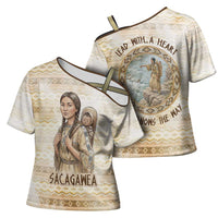 Sacagawea Native American Cross Shoulder Shirt River Journey Scene Inspirational Quote Lead with Your Heart - Wonder Print Shop