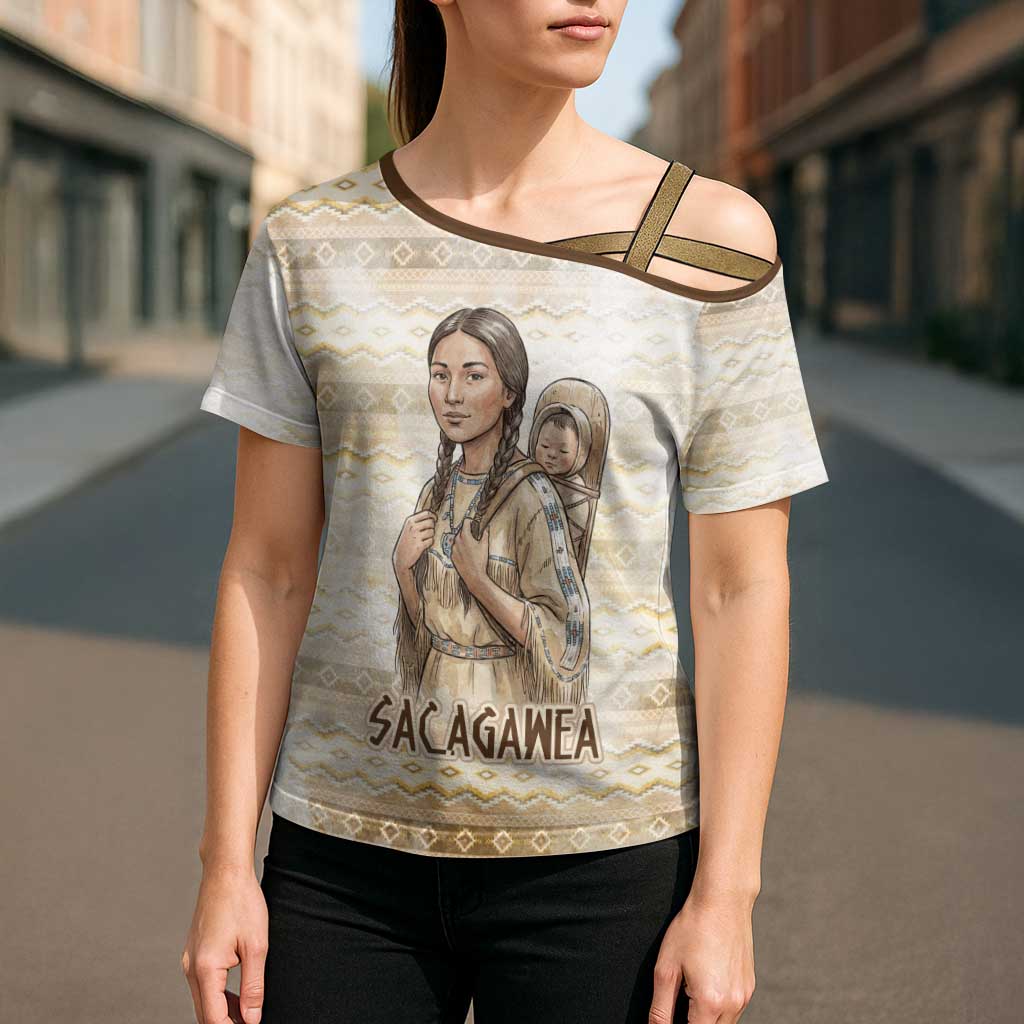 Sacagawea Native American Cross Shoulder Shirt River Journey Scene Inspirational Quote Lead with Your Heart - Wonder Print Shop