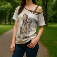 Sacagawea Native American Cross Shoulder Shirt River Journey Scene Inspirational Quote Lead with Your Heart - Wonder Print Shop