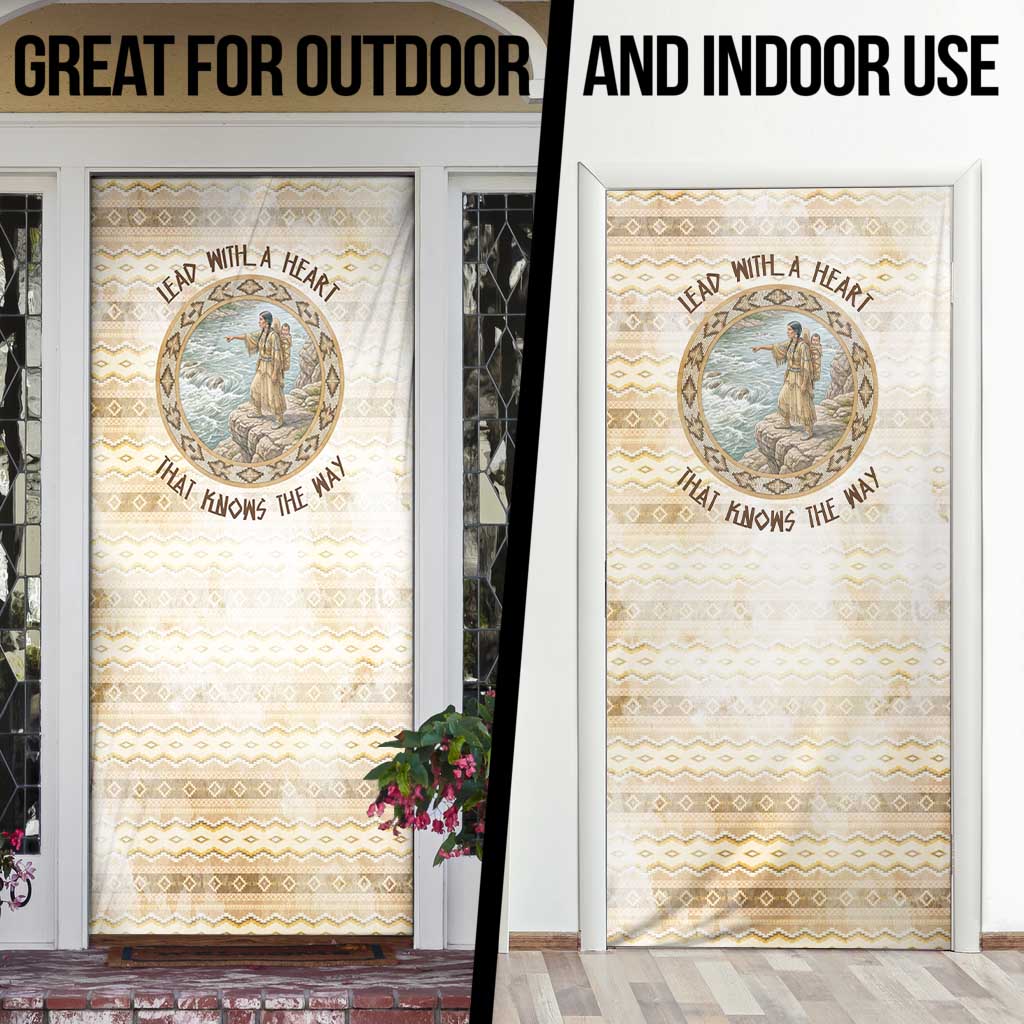 Sacagawea Native American Door Cover River Journey Scene Inspirational Quote Lead with Your Heart - Wonder Print Shop