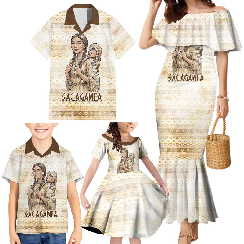 Sacagawea Native American Family Matching Mermaid Dress and Hawaiian Shirt River Journey Scene Inspirational Quote Lead with Your Heart - Wonder Print Shop