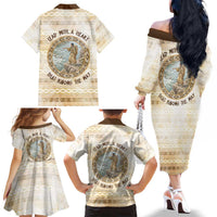 Sacagawea Native American Family Matching Off The Shoulder Long Sleeve Dress and Hawaiian Shirt River Journey Scene Inspirational Quote Lead with Your Heart - Wonder Print Shop