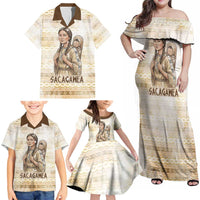 Sacagawea Native American Family Matching Off Shoulder Maxi Dress and Hawaiian Shirt River Journey Scene Inspirational Quote Lead with Your Heart - Wonder Print Shop