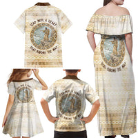 Sacagawea Native American Family Matching Off Shoulder Maxi Dress and Hawaiian Shirt River Journey Scene Inspirational Quote Lead with Your Heart - Wonder Print Shop
