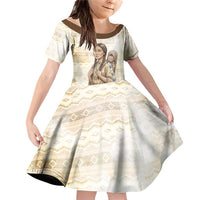 Sacagawea Native American Family Matching Off Shoulder Short Dress and Hawaiian Shirt River Journey Scene Inspirational Quote Lead with Your Heart - Wonder Print Shop