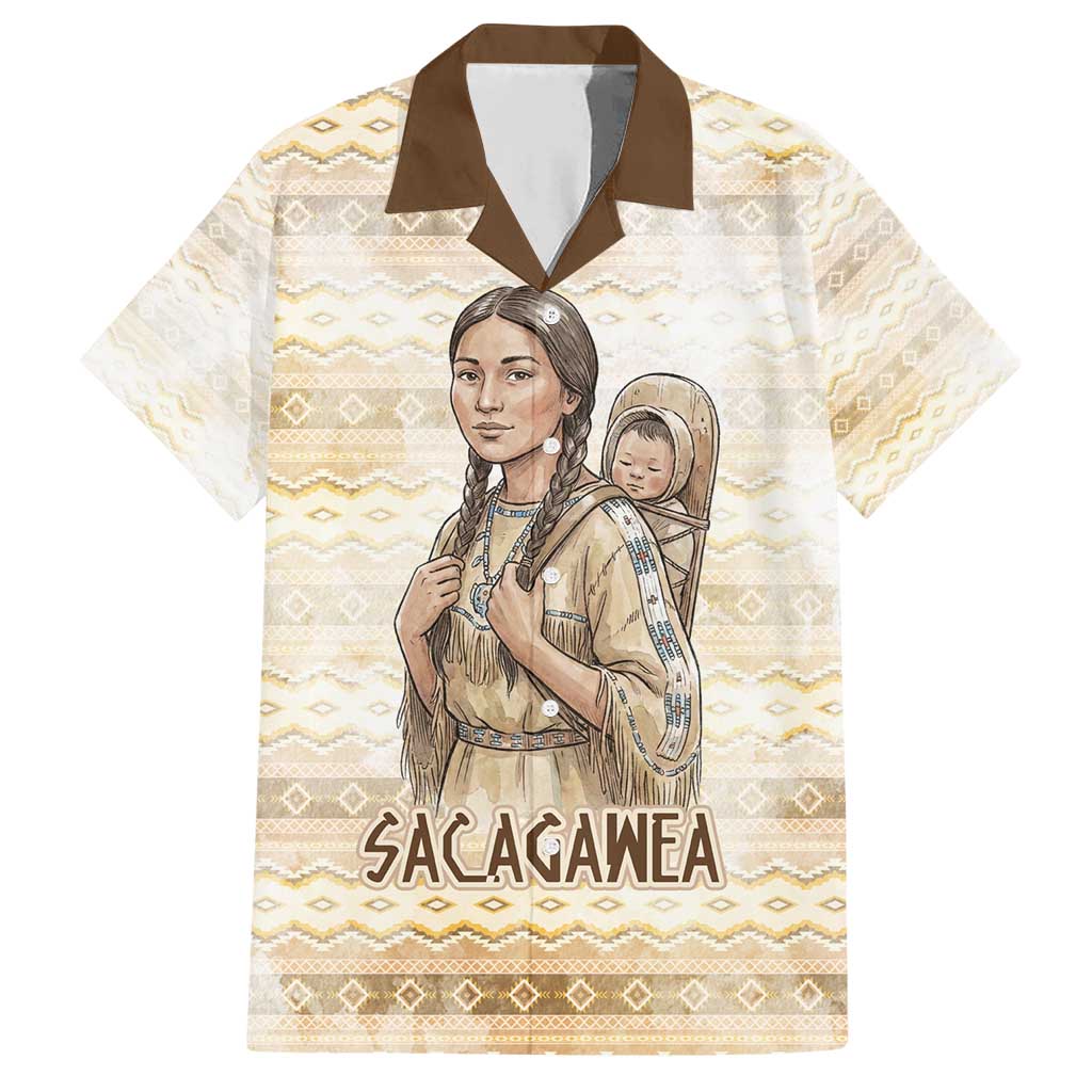 Sacagawea Native American Family Matching Short Sleeve Bodycon Dress and Hawaiian Shirt River Journey Scene Inspirational Quote Lead with Your Heart - Wonder Print Shop