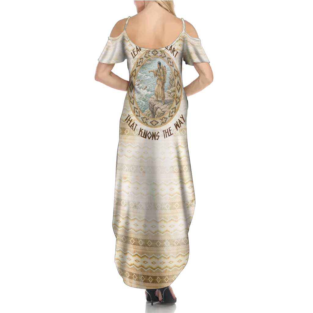 Sacagawea Native American Family Matching Summer Maxi Dress and Hawaiian Shirt River Journey Scene Inspirational Quote Lead with Your Heart - Wonder Print Shop