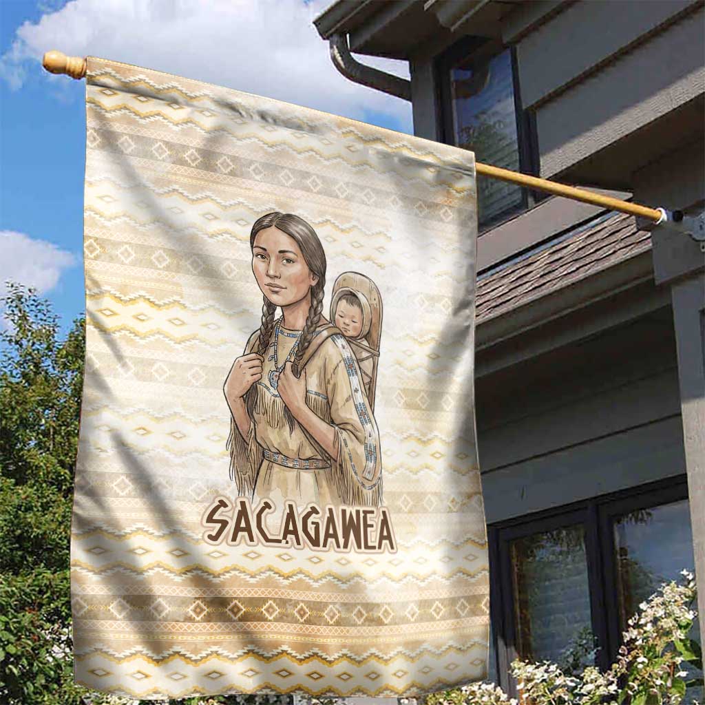 Sacagawea Native American Garden Flag River Journey Scene Inspirational Quote Lead with Your Heart - Wonder Print Shop