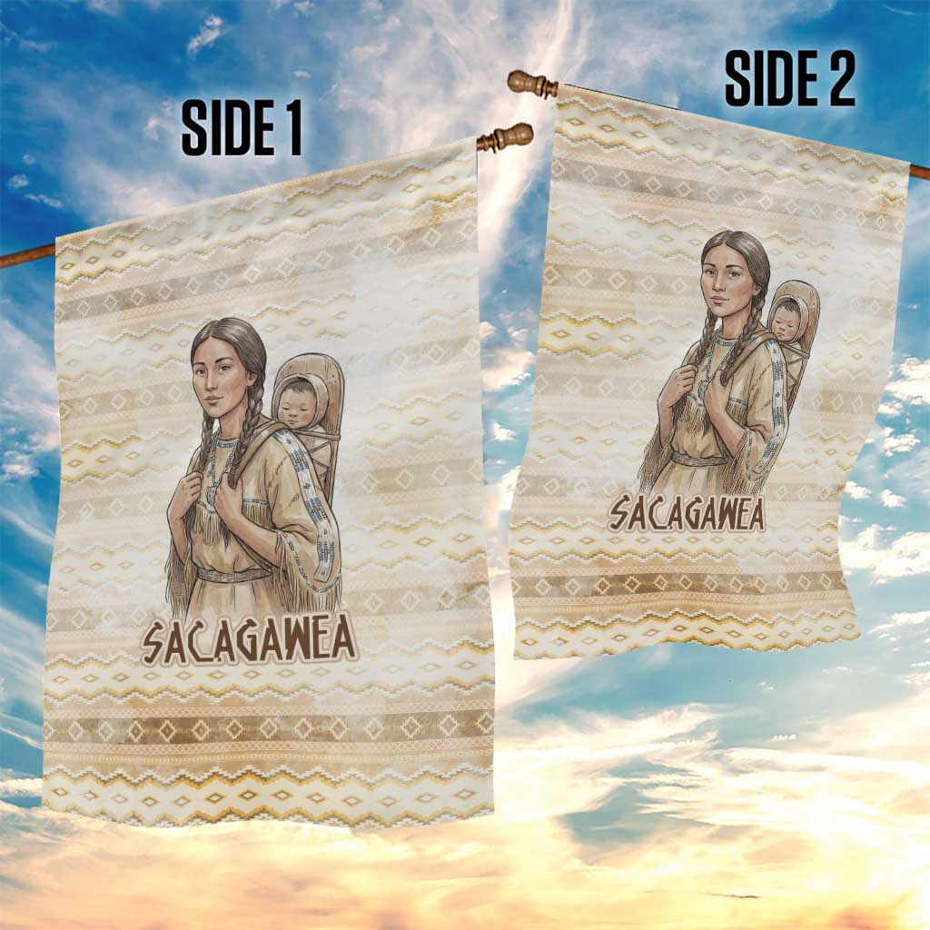 Sacagawea Native American Garden Flag River Journey Scene Inspirational Quote Lead with Your Heart - Wonder Print Shop