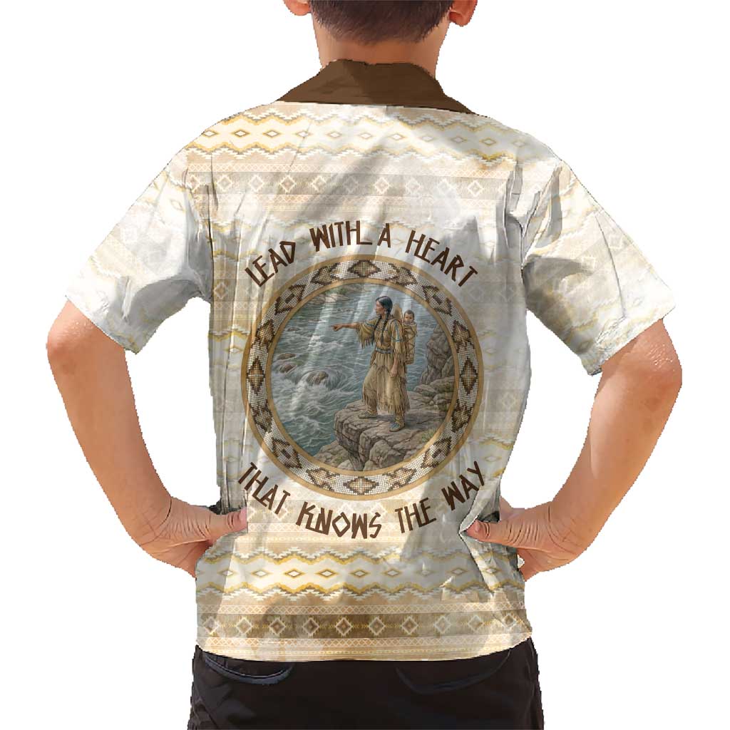 Sacagawea Native American Hawaiian Shirt River Journey Scene Inspirational Quote Lead with Your Heart - Wonder Print Shop