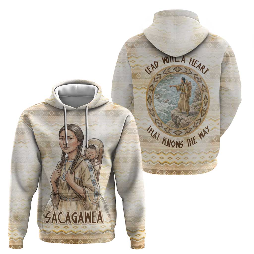 Sacagawea Native American Hoodie River Journey Scene Inspirational Quote Lead with Your Heart - Wonder Print Shop