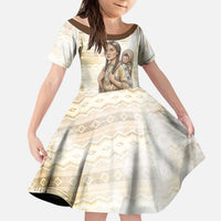 Sacagawea Native American Kid Short Sleeve Dress River Journey Scene Inspirational Quote Lead with Your Heart - Wonder Print Shop