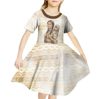 Sacagawea Native American Kid Short Sleeve Dress River Journey Scene Inspirational Quote Lead with Your Heart - Wonder Print Shop